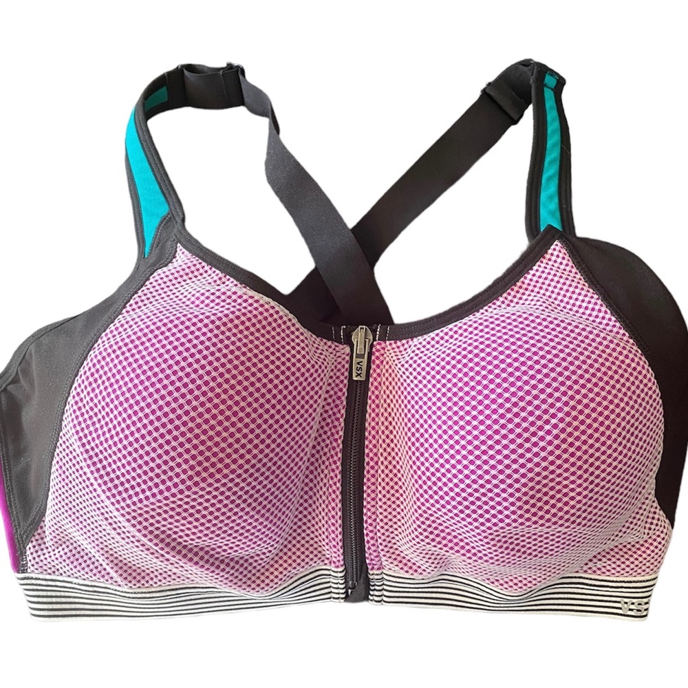 VSX Victoria Secret Front Close Racerback Sport Bra with Mesh Overlay - 38C
